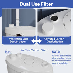 Macerating Toilet, Two-Piece, 600W, 4 Water Inlets, Round Bowl, White
