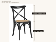 Detail | seat height and back height, seat to top of the back -- one chair shown, sold as a pair