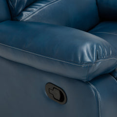 Manual Glider Recliner, Blue Faux Leather with Black Metal Legs