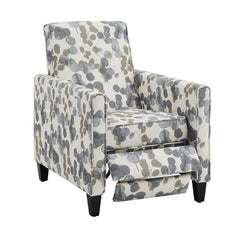 Manual Push-Back Recliner Armchair in Polyester with Black Wood Legs