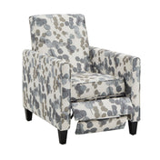 Manual Push-Back Recliner Armchair in Polyester with Black Wood Legs