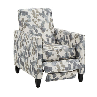 Manual Push-Back Recliner Armchair in Polyester with Black Wood Legs