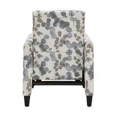 Manual Push-Back Recliner Armchair in Polyester with Black Wood Legs