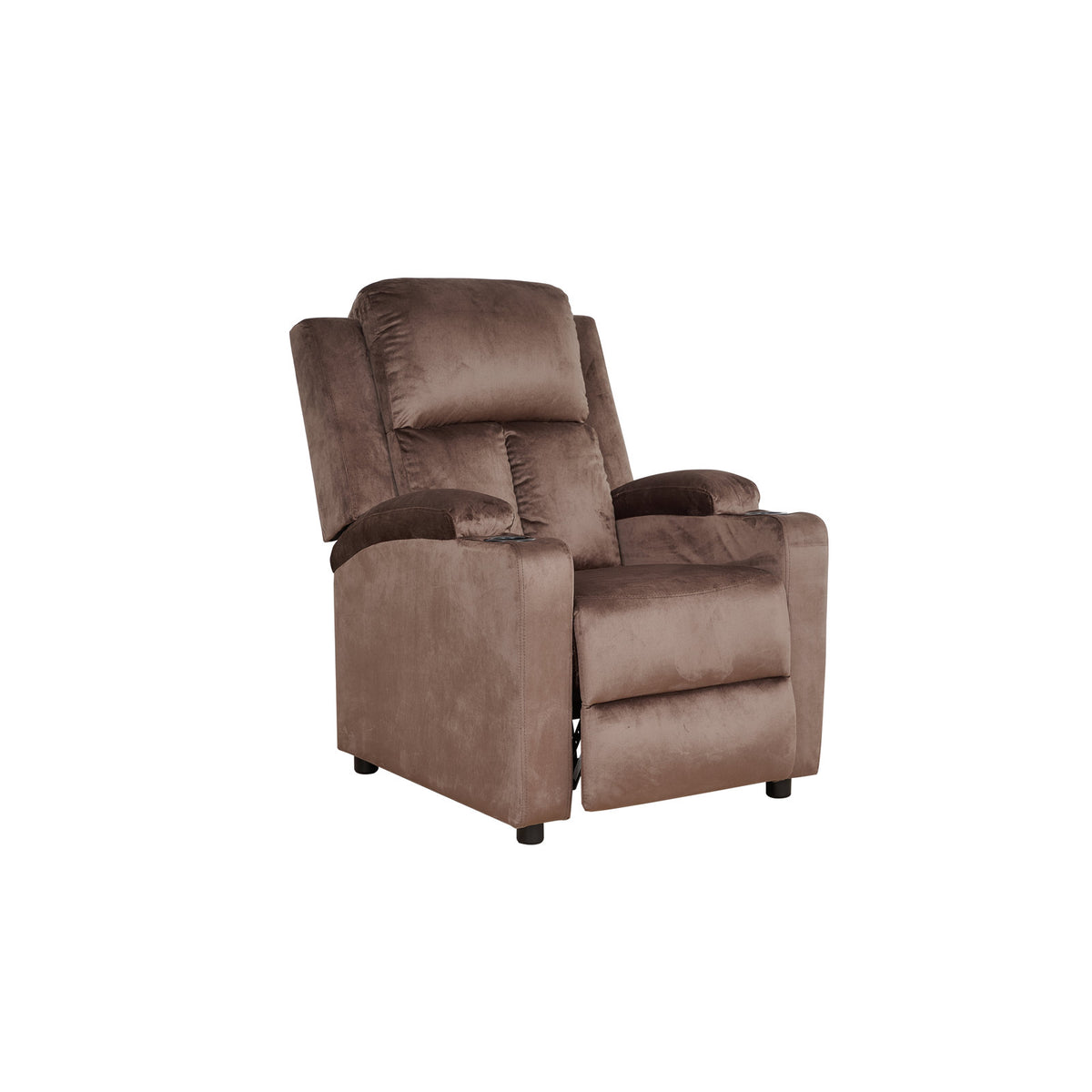 Manual Recliner Chair in Brown Polyester with Black Legs