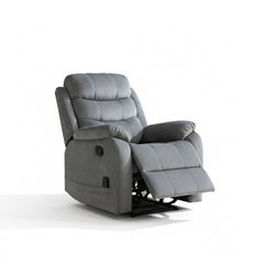 Manual Recliner Chair with Lumbar Massage, Gray Polyester with Black Legs