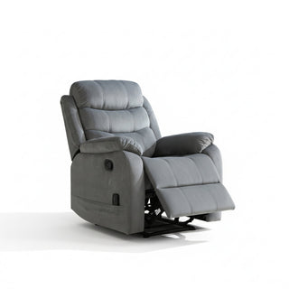 Manual Recliner Chair with Lumbar Massage, Gray Polyester with Black Legs