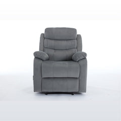 Manual Recliner Chair with Lumbar Massage, Gray Polyester with Black Legs