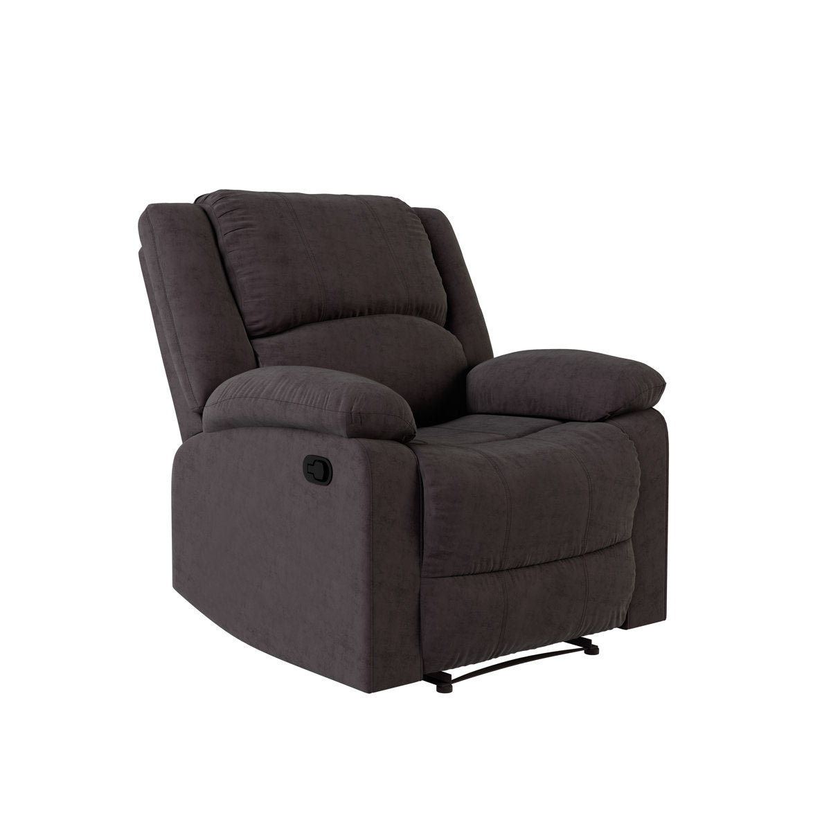 Manual Recliner in Chocolate Microfiber with Black Metal Legs