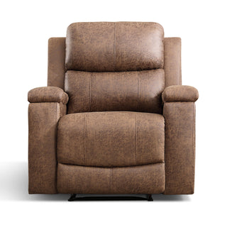 Manual Recliner, Tufted Camel Faux Leather with Black Metal Legs