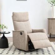 Manual Swivel Recliner with Ottoman in Polyester with Black Metal Legs