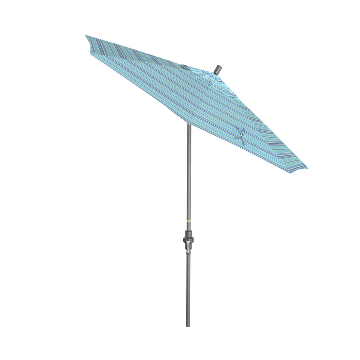 Market Patio Umbrella, 7.5-Foot Striped Acrylic Canopy with Gray Aluminum Pole