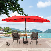 Market Umbrella, 15 Ft x 9 Ft Rectangular Polyester Canopy in Red