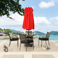 Market Umbrella, 15 Ft x 9 Ft Rectangular Polyester Canopy in Red