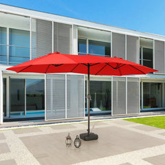 Market Umbrella, 15 Ft x 9 Ft Rectangular Polyester Canopy in Red