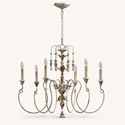 Front | studio front of the distressed cream arms, candle sleeves and chain