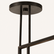 Canopy | close view of the ceiling canopy, twin rods, and arm joint