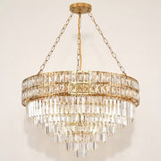 Front | studio front of the gold crystal drum and cascading tiers