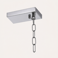 Hardware | close view of the Baluden pendant chrome canopy and linked support chain