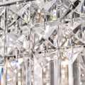 Texture | close-up of the Baluden pendant's faceted crystal prisms and chrome hardware