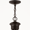 Hardware detail | dark bronze chain, suspension loop, canopy, and ribbed collar