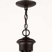 Hardware detail | dark bronze chain, suspension loop, canopy, and ribbed collar