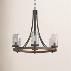 Front | Straight-on view of the Marnau Bannec 6-Light Wagon Wheel Chandelier