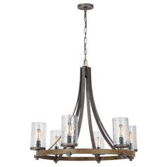 Front | Straight-on view of the Marnau Bannec 6-Light Wagon Wheel Chandelier