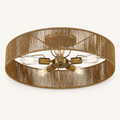 Front | studio front of the natural rope drum, brass hub, and five clear bulbs