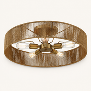Front | studio front of the natural rope drum, brass hub, and five clear bulbs