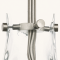Detail | the brushed nickel set-screw fitting where the rod clamps the glass