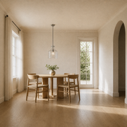 Scale | the pendant against a full dining-room window, true size