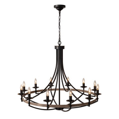 Front | Straight-on view of the Marnau Callot 12-Light Wagon Wheel Chandelier