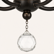 Detail | clear faceted crystal drop with dark bronze finial and bead chain