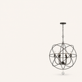 Side | profile view of the English Bronze globe cage, chain, and crystal drop