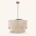 Front | Cigogne satin brass two-tier drum chandelier front view