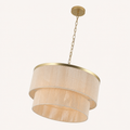 Underside | Cigogne satin brass two-tier drum chandelier from a low angle