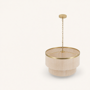 Studio | Cigogne satin brass two-tier drum chandelier studio angle