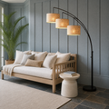 In a room | marnau Creizic 3-Light Tree Floor Lamp in a blue-gray sunroom
