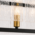 Close view | brass socket collar, fastener, black rail and rippled glass