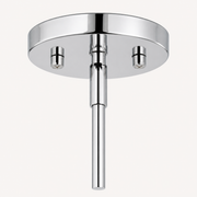 Close view | chrome-tone round canopy, rod collar, and mounting screws