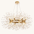 Front | warm gold-tone 12-light crystal ring chandelier on a clean studio background