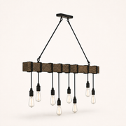Three-quarter studio view | rectangular beam end, two suspension cables, and eight bulbs