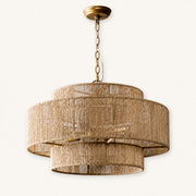 Front | three cascading honey-tan rope tiers with distressed gold canopy and chain on a clean studio ground