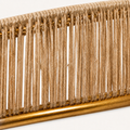Texture | close view of honey-tan handwoven rope cords and distressed gold trim