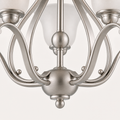 Hardware detail | close view of the brushed nickel central stem, round ball, lower hub, arm joins and round fasteners