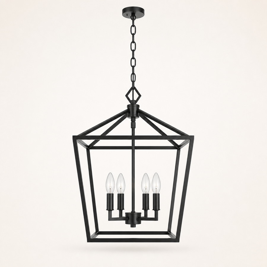 Front | marnau Lampaul 4-Light Lantern Chandelier front view on a warm-white studio background