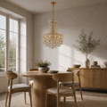 Angle | marnau Lannic 8-Light Empire Chandelier from a second pale-oak dining-room angle