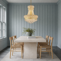 In a room | marnau Lannic 8-Light Empire Chandelier in a blue-gray sunroom dining room