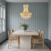 In a room | marnau Lannic 8-Light Empire Chandelier in a blue-gray sunroom dining room