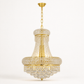 Side | marnau Lannic 8-Light Empire Chandelier studio view with chain and crystal curtain